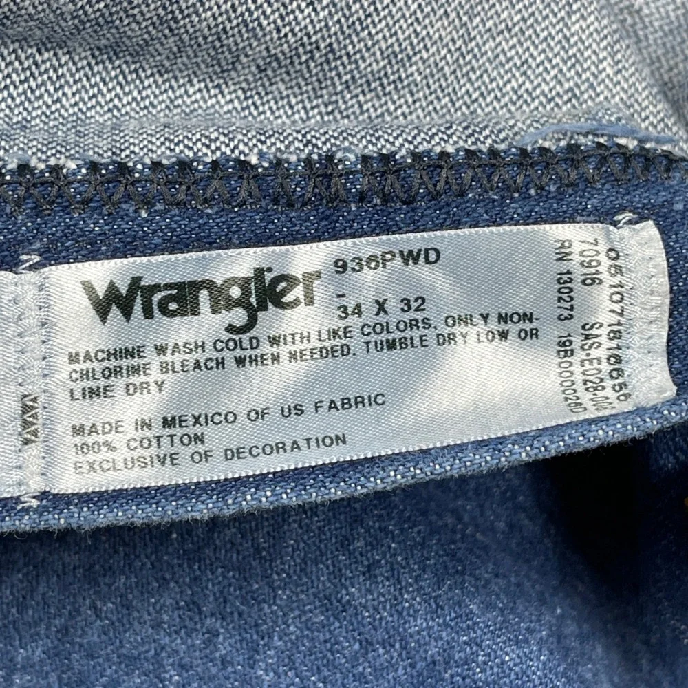 Wrangler Jeans Mens 34x32 (Fit 34x27) Blue Slim Fit Cowboy Cut Western Workwear